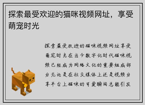 探索最受欢迎的猫咪视频网址，享受萌宠时光